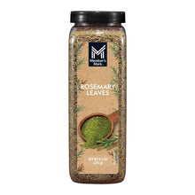 Rosemary leaves seasoning bottle with label featuring rosemary sprigs and logo