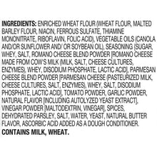 Ingredients panel for seasoned croutons with wheat flour, cheese, and spices