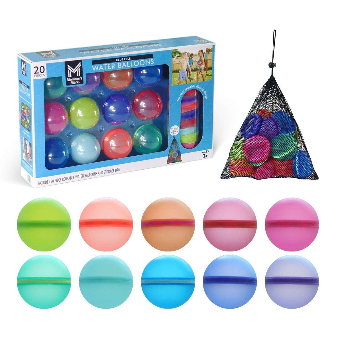 Member's Mark Self-Sealing Reusable Water Balloons with Mesh Storage Bag, 20 pc. - USA MEGA SHOP