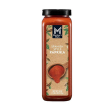 Spanish-style paprika seasoning jar, front label with red powder graphic