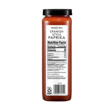 Spanish-style paprika seasoning jar back label with nutrition and ingredients