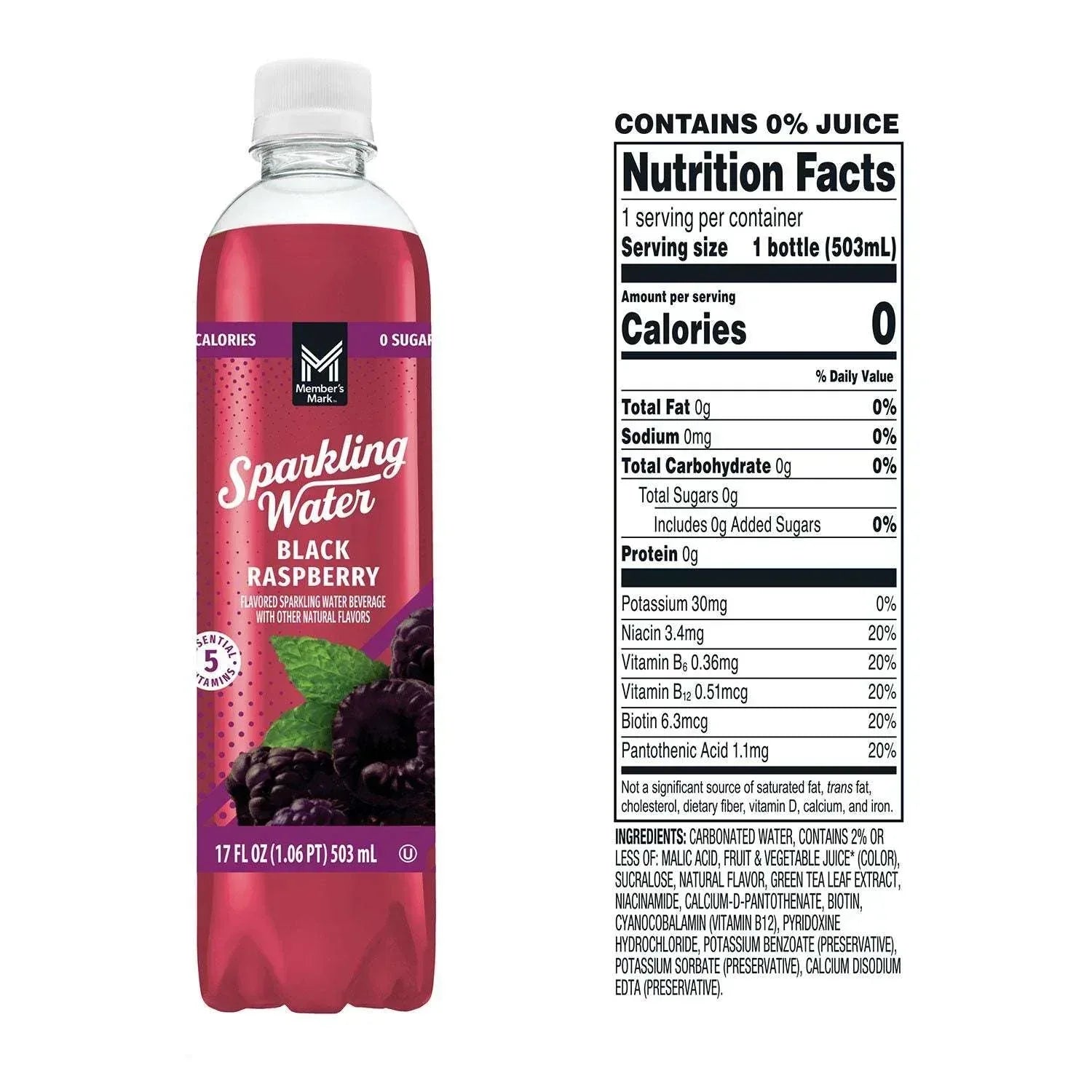 Member's Mark Sparkling Water Variety Pack, 17 fl. oz., 24 pk.