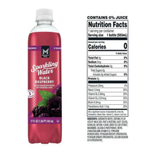 Sparkling water bottle, black raspberry flavor, 0 calories, 0 sugar.