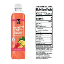 Sparkling water bottle, strawberry lemonade flavor, 0 calories, 0 sugar.