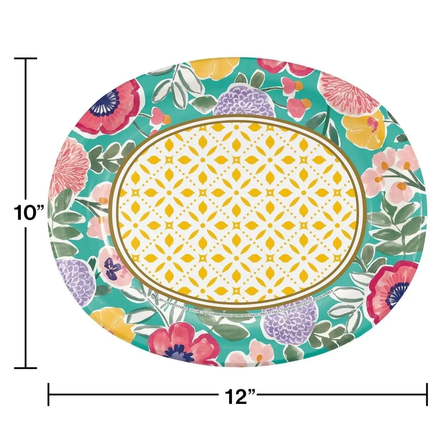 Member's Mark Spring Oval, Paper Plates, 10" x 12", 50 ct.