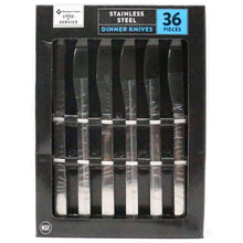 Stainless steel dinner knife set box showing 36-piece knives display