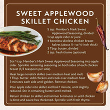 Sweet Applewood skillet chicken recipe card with ingredients and cooking steps