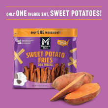 Member's Mark sweet potato fries dog treats pouch with sweet potato pieces shown