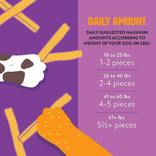 Member's Mark sweet potato fries dog treats daily amount chart by dog weight