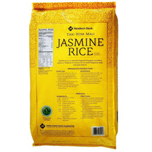 Jasmine rice bag by Member's Mark, yellow back with nutrition facts and directions