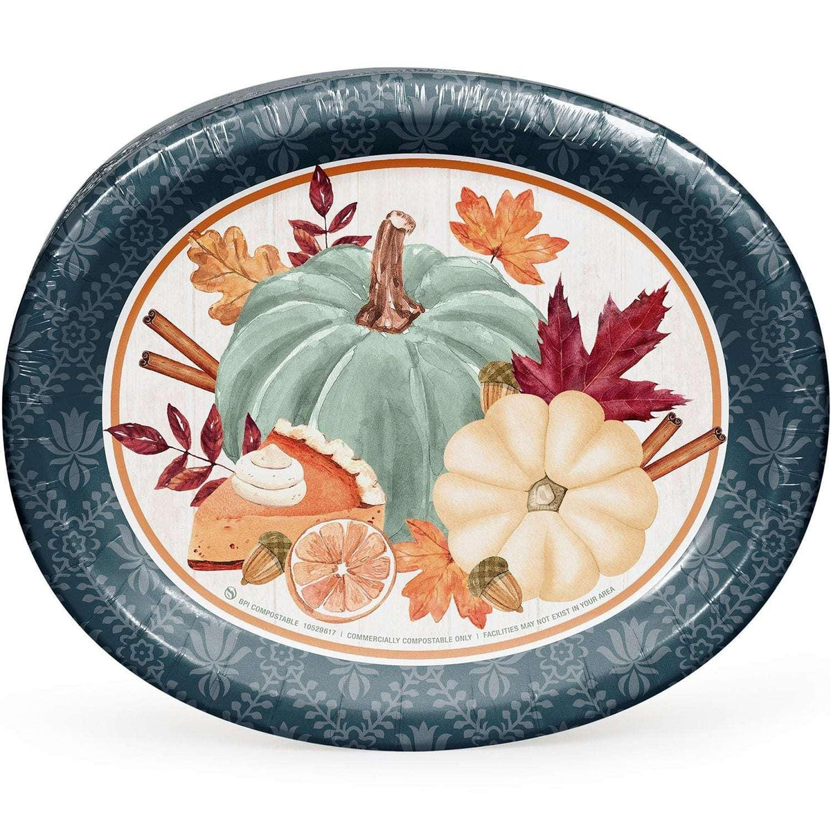 Member's Mark Thanksgiving Oval Paper Plates, 10" x 12", 50 ct. - USA MEGA SHOP