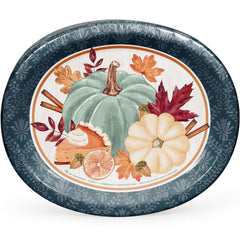 Member’s Mark Thanksgiving Oval Paper Plates, 10" x 12", 50 Count