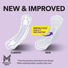 Long absorbent pads for women, showing current and new pad designs