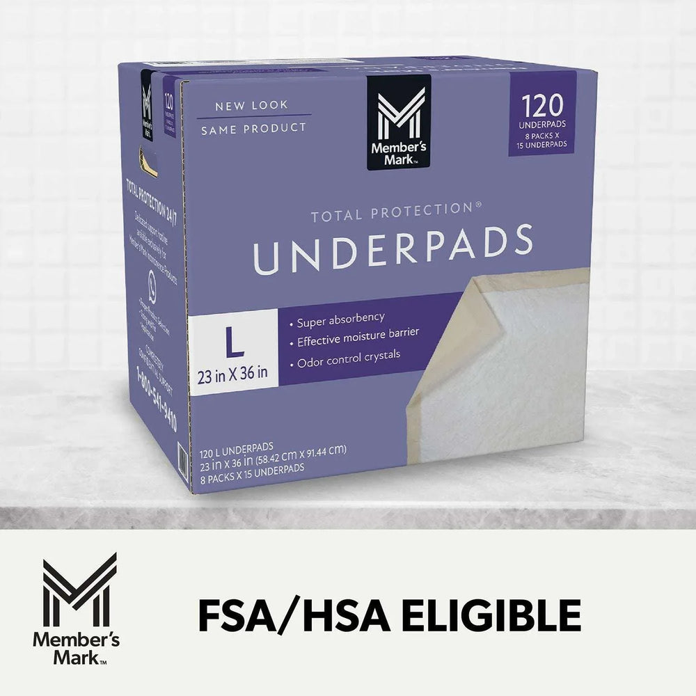 Member's Mark Total Protection Underpads, Large, 120 ct. - USA MEGA SHOP