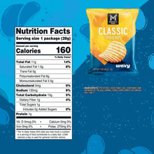 Classic potato chip bag with Nutrition Facts panel and wavy chips