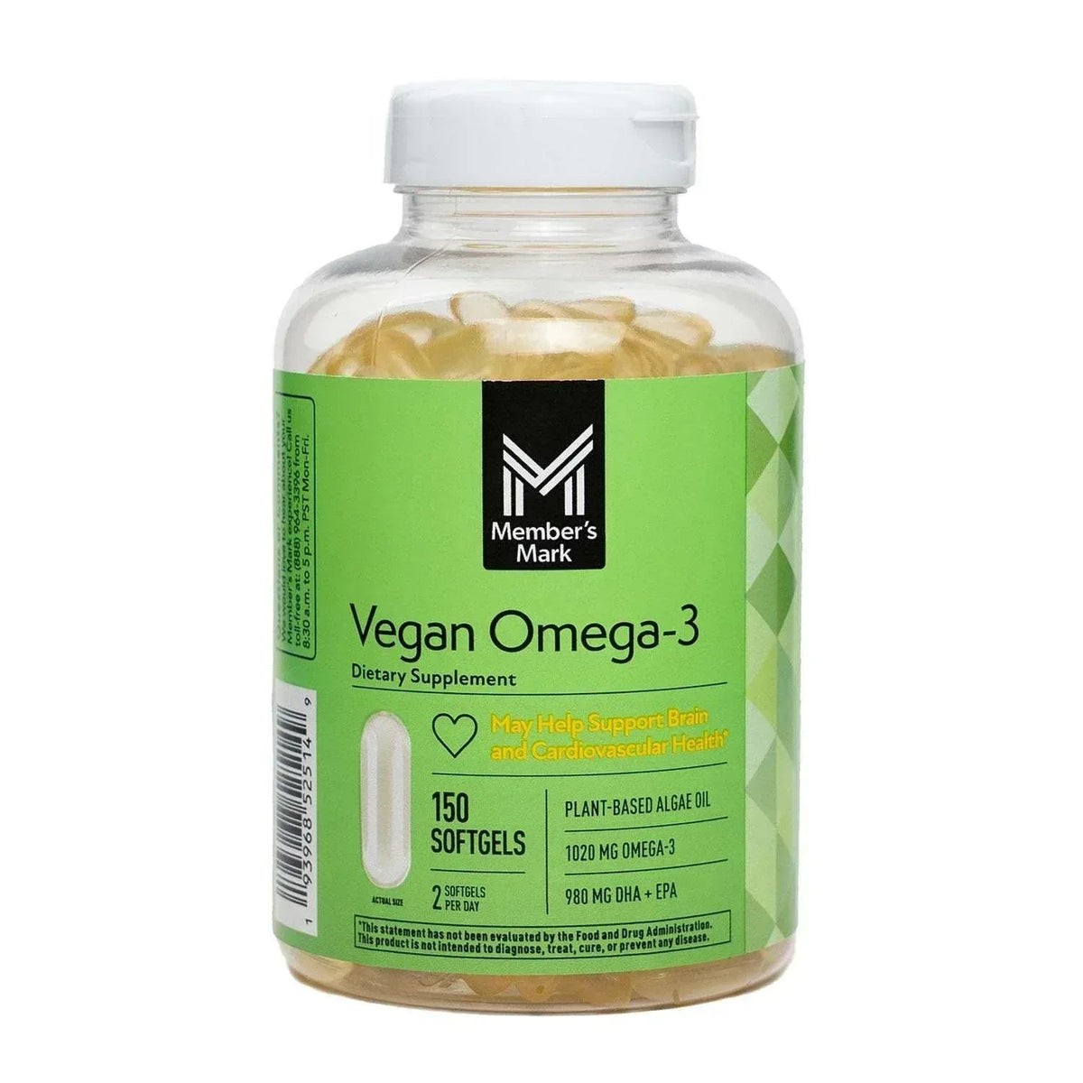 Member’s Mark Vegan Omega-3 Dietary Supplement Softgels, 150 Count