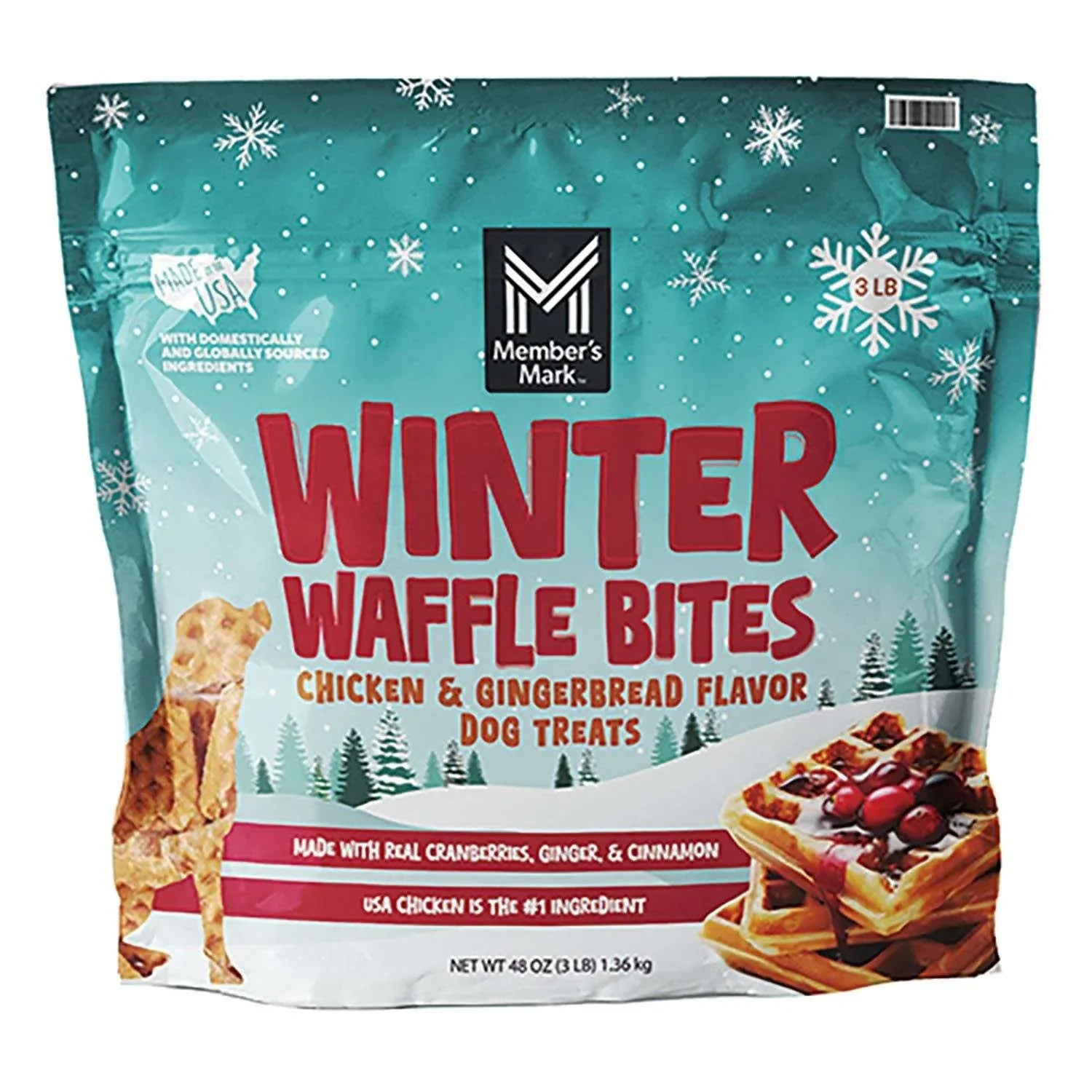 Member's Mark Winter Waffles Chicken & Gingerbread Flavor Dog Treats, 3lb - USA MEGA SHOP