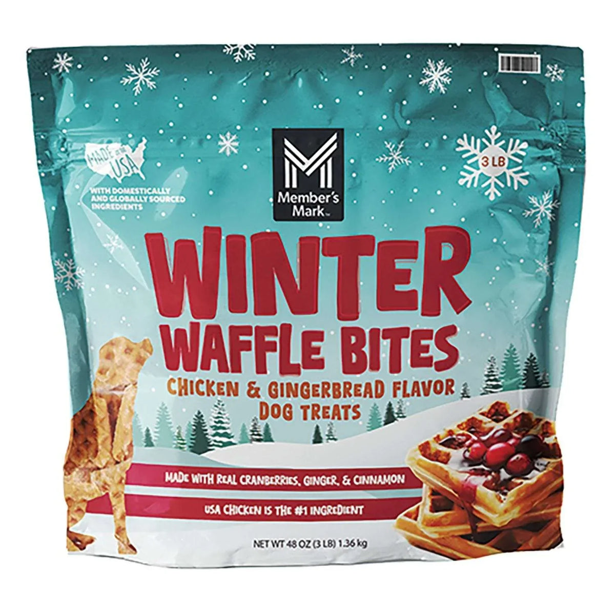 Member's Mark Winter Waffles Chicken & Gingerbread Flavor Dog Treats, 3lb - USA MEGA SHOP