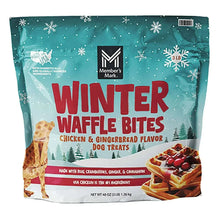 Member's Mark dog treat bag, Winter Waffle Bites, chicken & gingerbread flavor, 3 lb