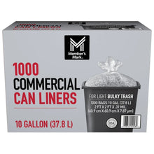 10-gallon commercial trash can liner box, 1000 count for bulky trash