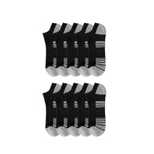 No-show athletic socks pair set, black with gray toe and striped arch