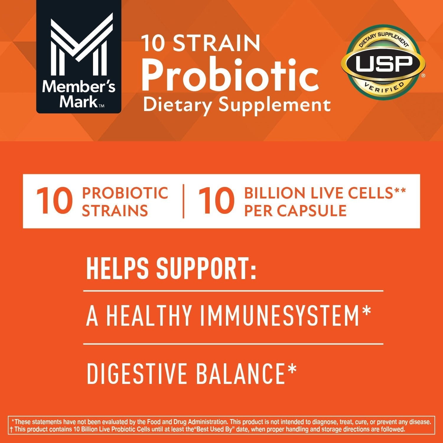 Member's Mark 10 Strain Probiotic Capsules, 84 ct.