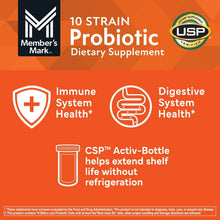 Probiotic label icons: immune system health, digestive system health, CSP activ-bottle