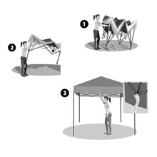 Instant canopy tent setup steps with frame assembly illustrations