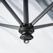 Instant canopy frame joint with black connection hub and steel cross braces