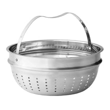 Stainless steamer insert with perforations and arched handles