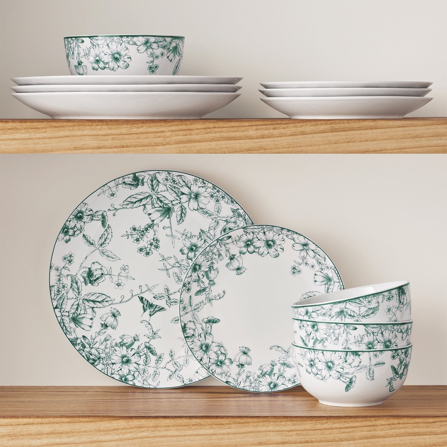 Member's Mark 12-Piece Porcelain Toile Dinnerware Set