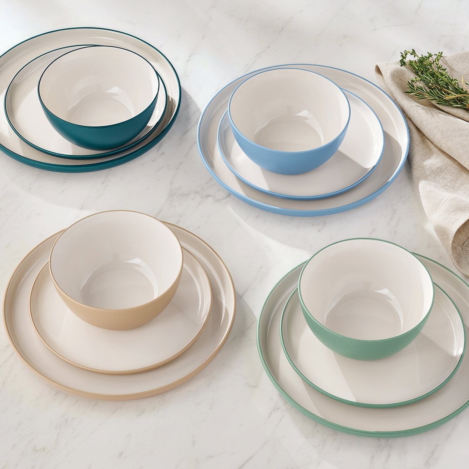 Member's Mark 12-Pieces Stoneware Two-Tone Dinnerware Set