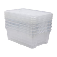 Clear plastic storage container with snap lid, rectangular, lidded top view
