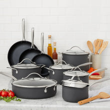 Nonstick frying pan with lid, dark gray aluminum body and stainless handle