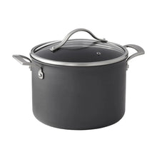 Hard anodized nonstick pot with lid, dark gray with stainless knob and handles