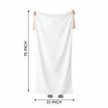 Arctic White bath sheet, 72 x 35 inch towel shown with corner ties
