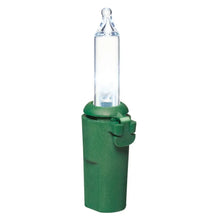 Clear LED mini light bulb with green base and plug cap