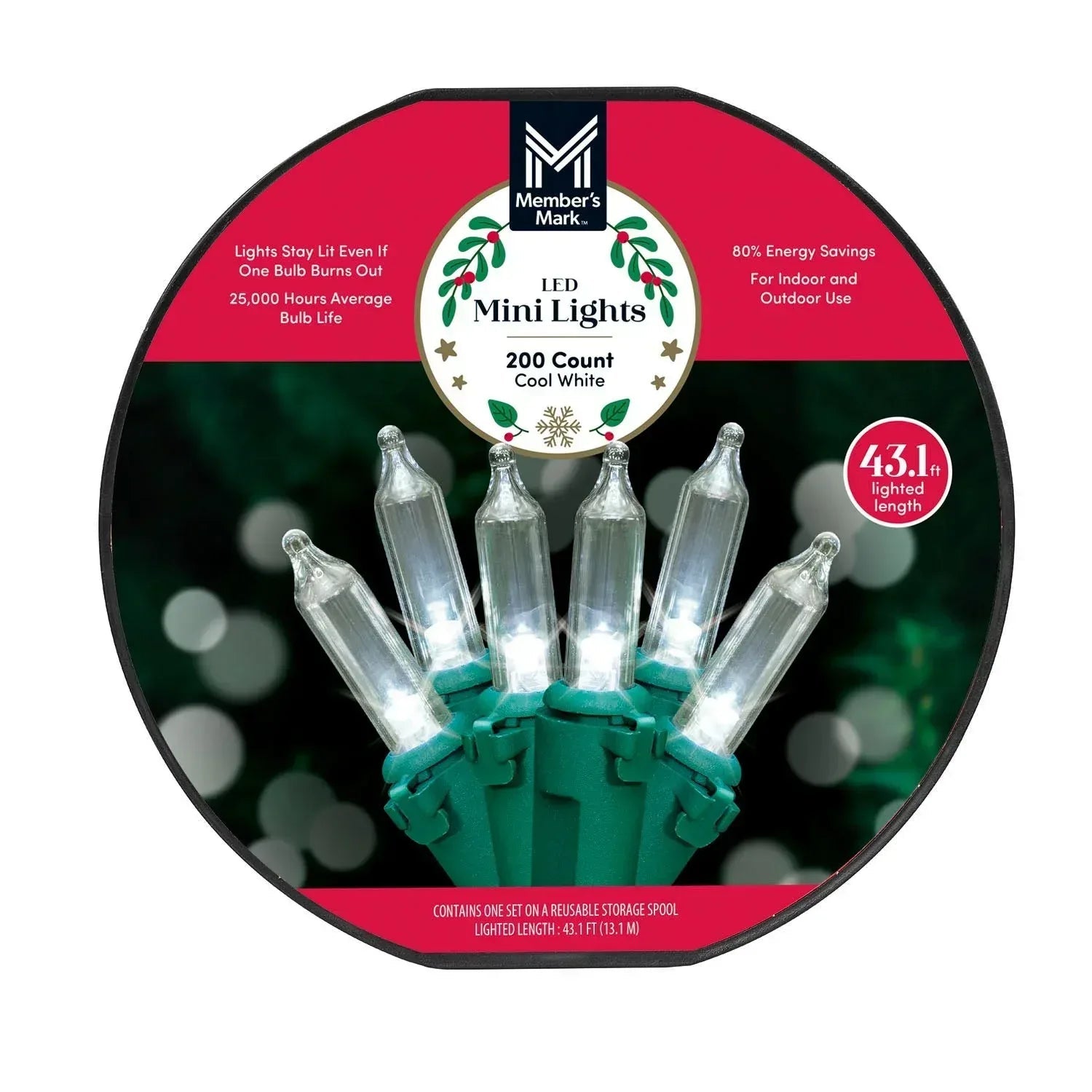 Member's Mark 200ct LED Mini Lights, 43.1' Lighted Length