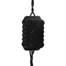 Black inline power connector box for LED string lights on black cord