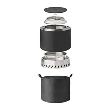 Smokeless wood fire pit parts with metal lid and all-weather cover