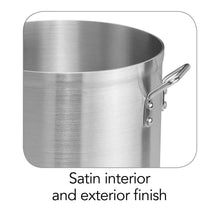 Aluminum stock pot with satin-finish interior and exterior surface