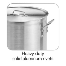 Aluminum stock pot with solid aluminum rivets and matching lid
