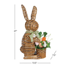 Woven bunny porch decoration, 27" tall, 13.5" wide, 7.5" deep