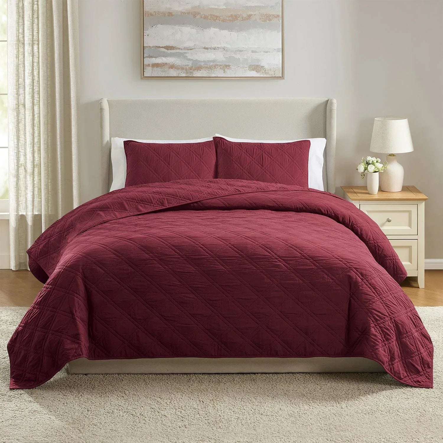 Member’s Mark 3-Piece Solid Diamond Quilt Set, Assorted Sizes