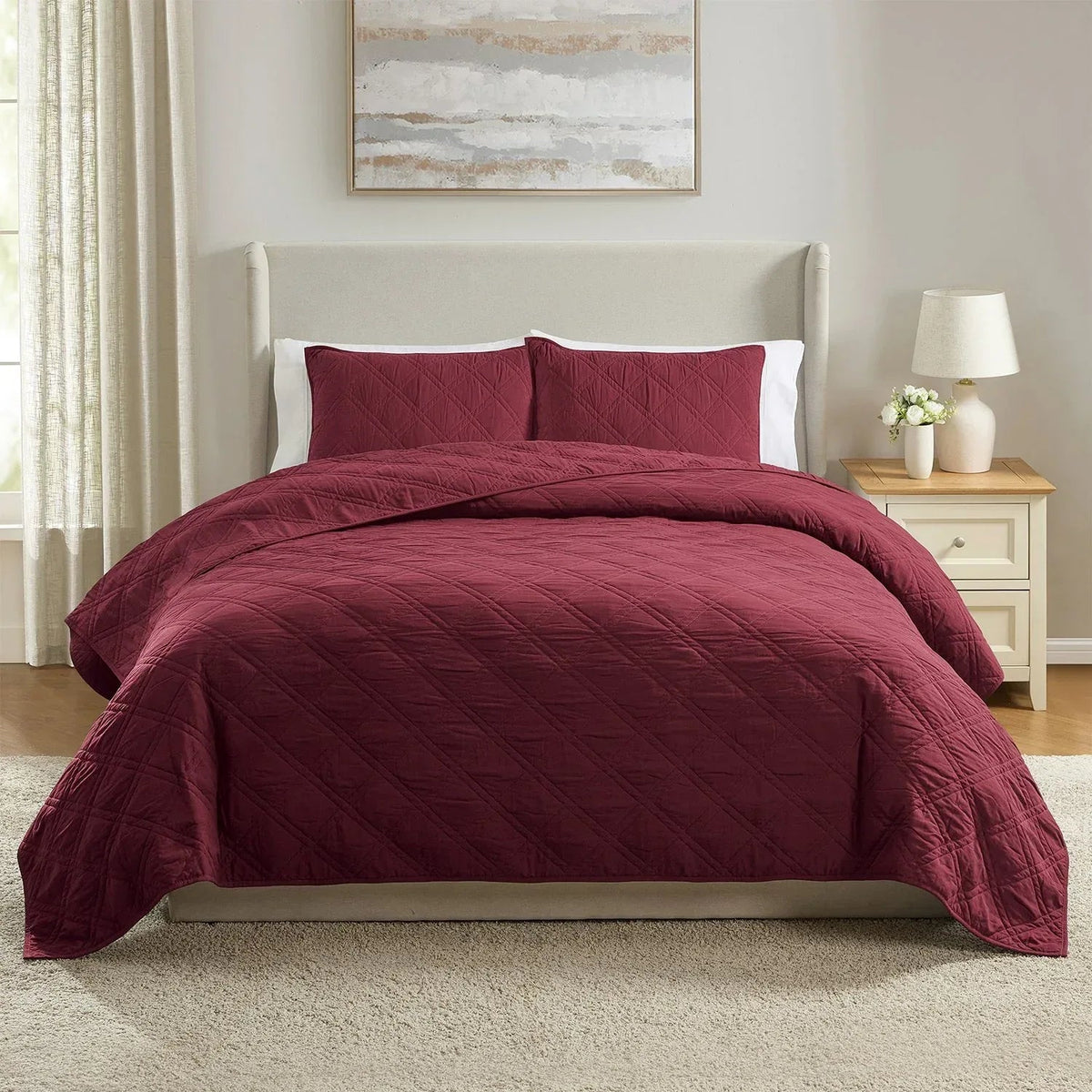Member’s Mark 3-Piece Solid Diamond Quilt Set, Assorted Sizes