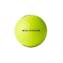 Lime yellow golf ball with Pro Series 2 mark, front view, dimple pattern