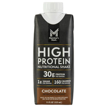 Chocolate high protein nutritional shake carton with white cap and front label