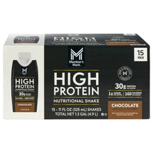 High protein nutritional shake chocolate 15-pack carton with front label