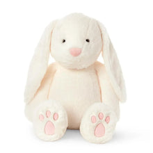 36-inch white bunny plush, front view, long ears, pink nose and paw pads