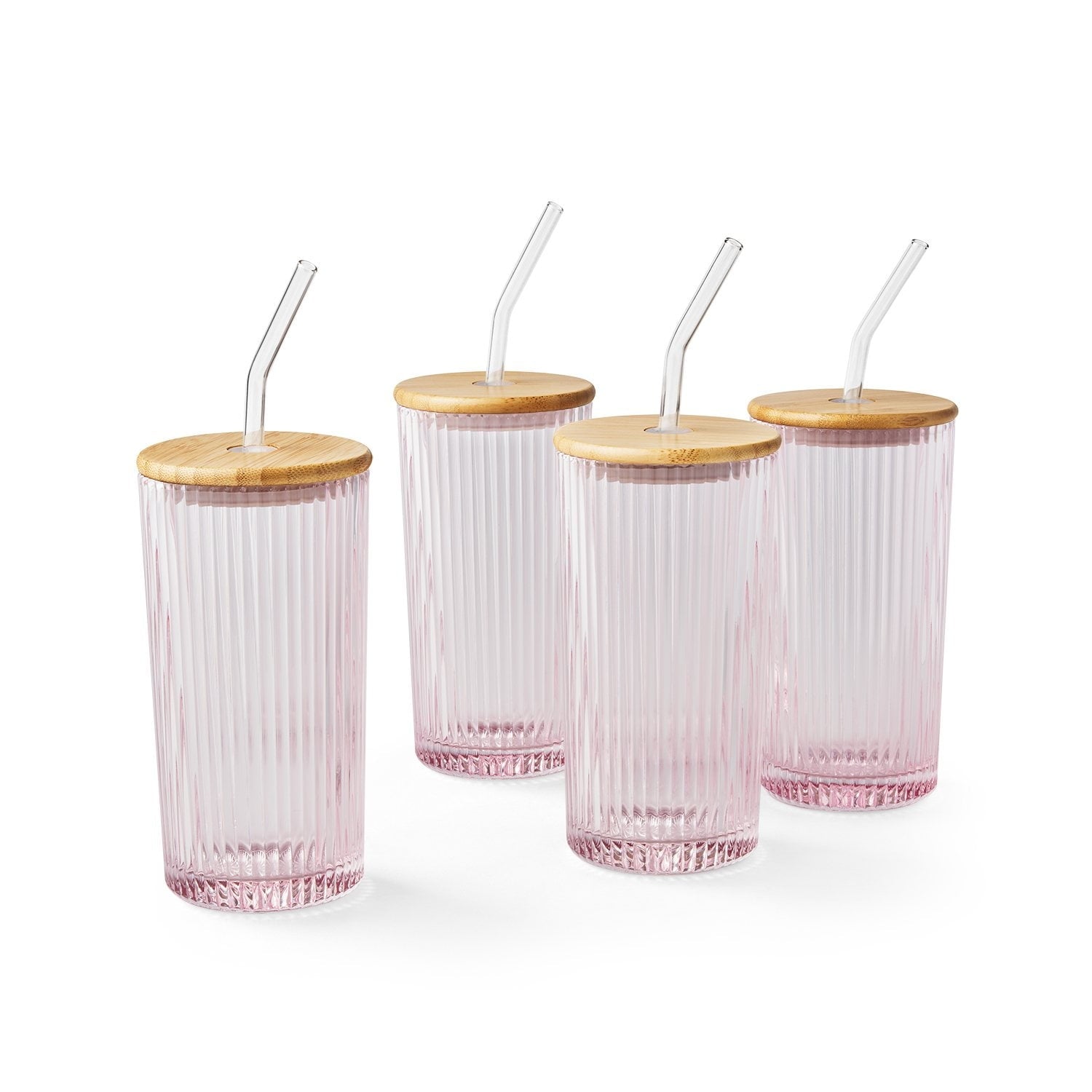Member's Mark 4-Pack Glass Tumblers with Bamboo Lids